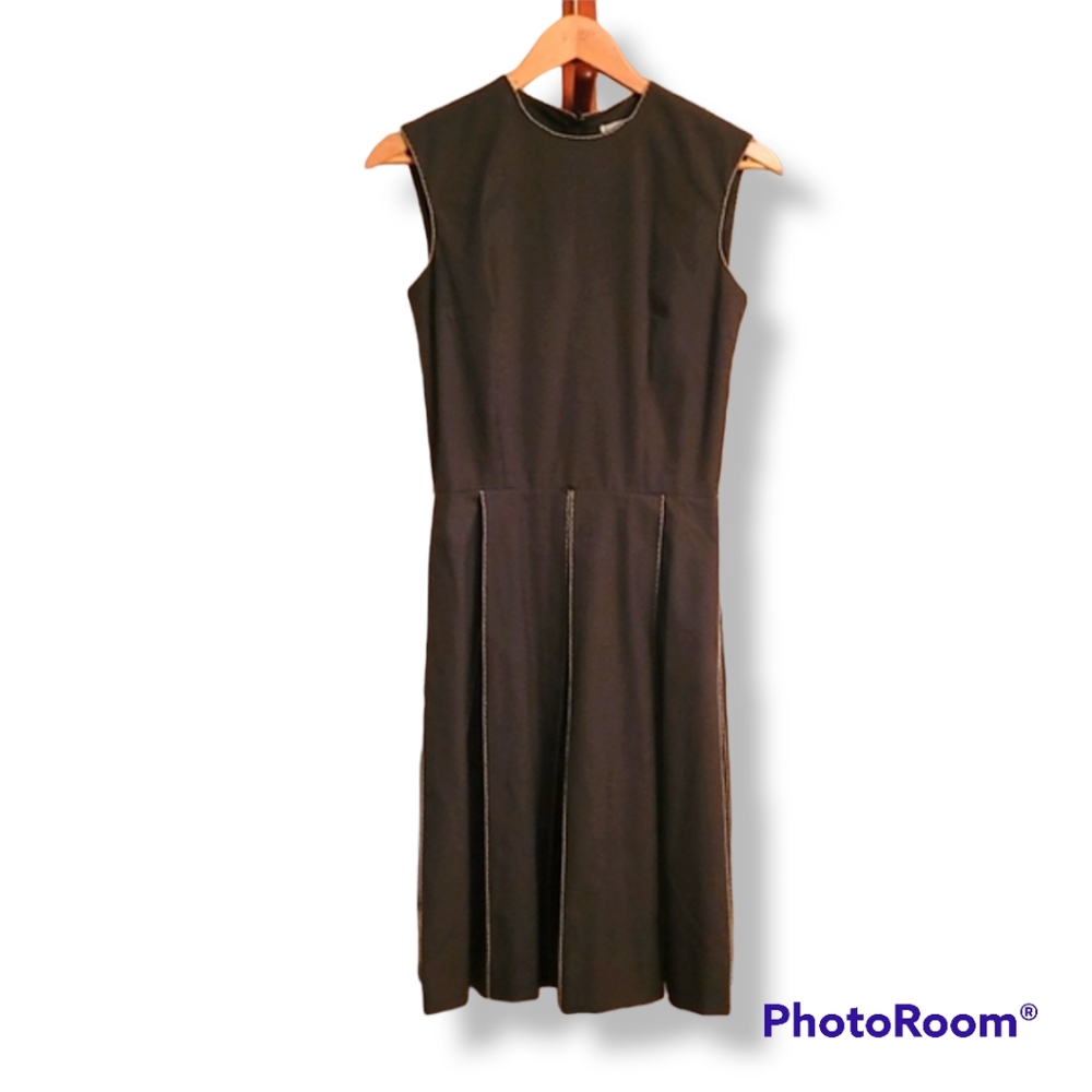 Gay Gibson Vintage Olive Green Pleated Dress